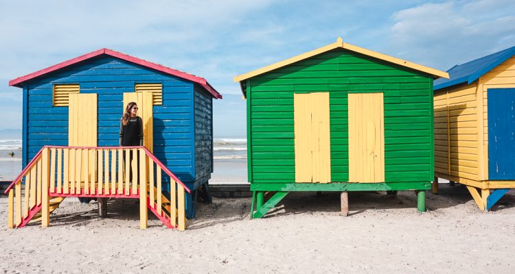 Casas coloridas de Muizenberg Beach em Cape Town