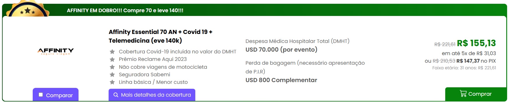 seguro viagem canada affinity