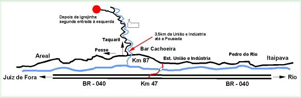 mapa de como chegar na Pousada Paraíso em Petrópolis