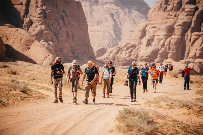 Trilha pelo deserto de Wadi Rum na Jordânia