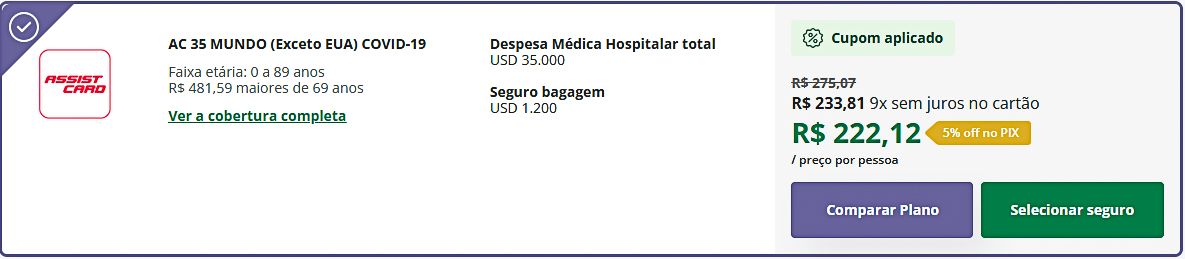 seguro viagem infantil