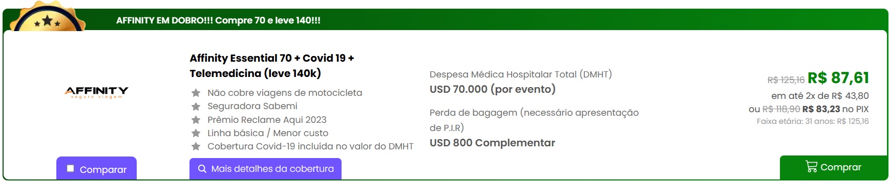 seguro viagem america do sul affinity