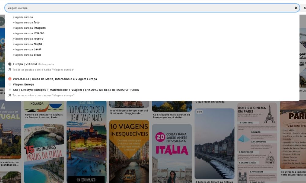 como buscar palavra chave no pinterest