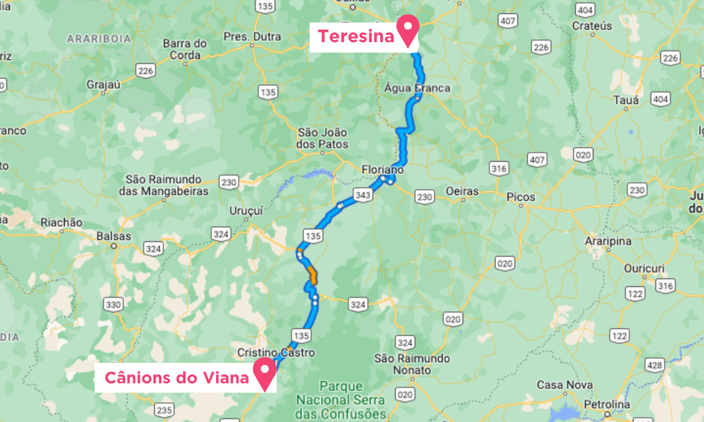 mapa canions do viana