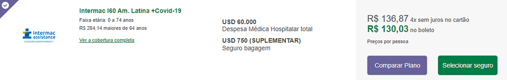 seguro viagem colombia preço