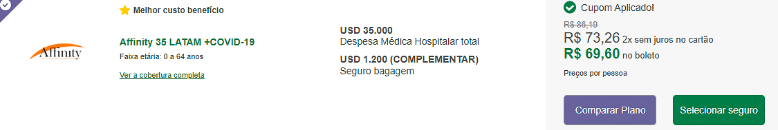 seguro viagem Uruguai preço