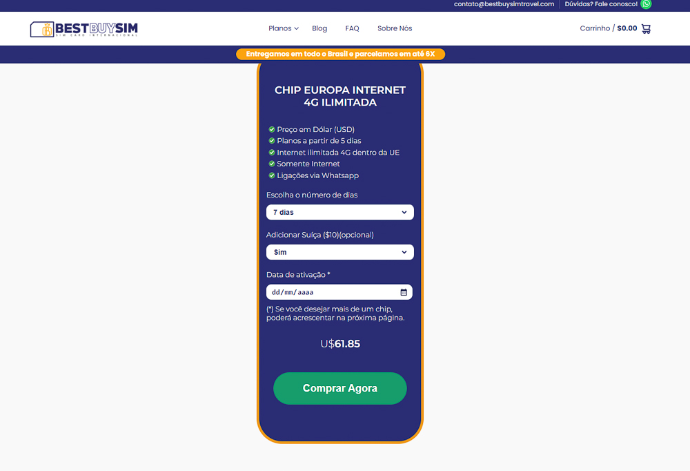 chip de internet para a suíça