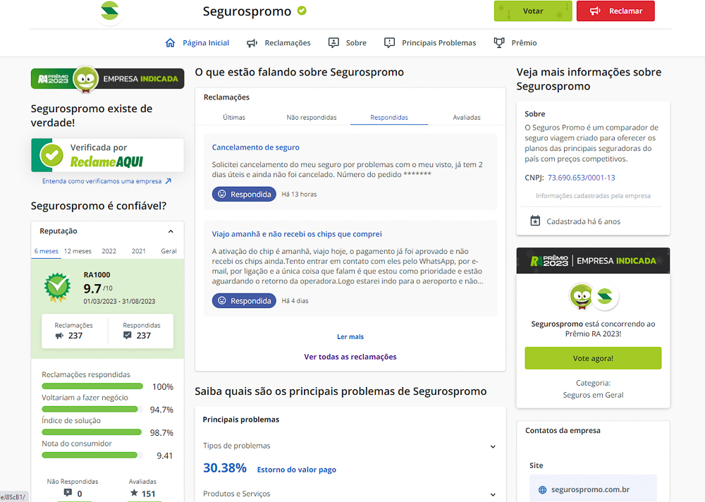 seguros promo no reclame aqui