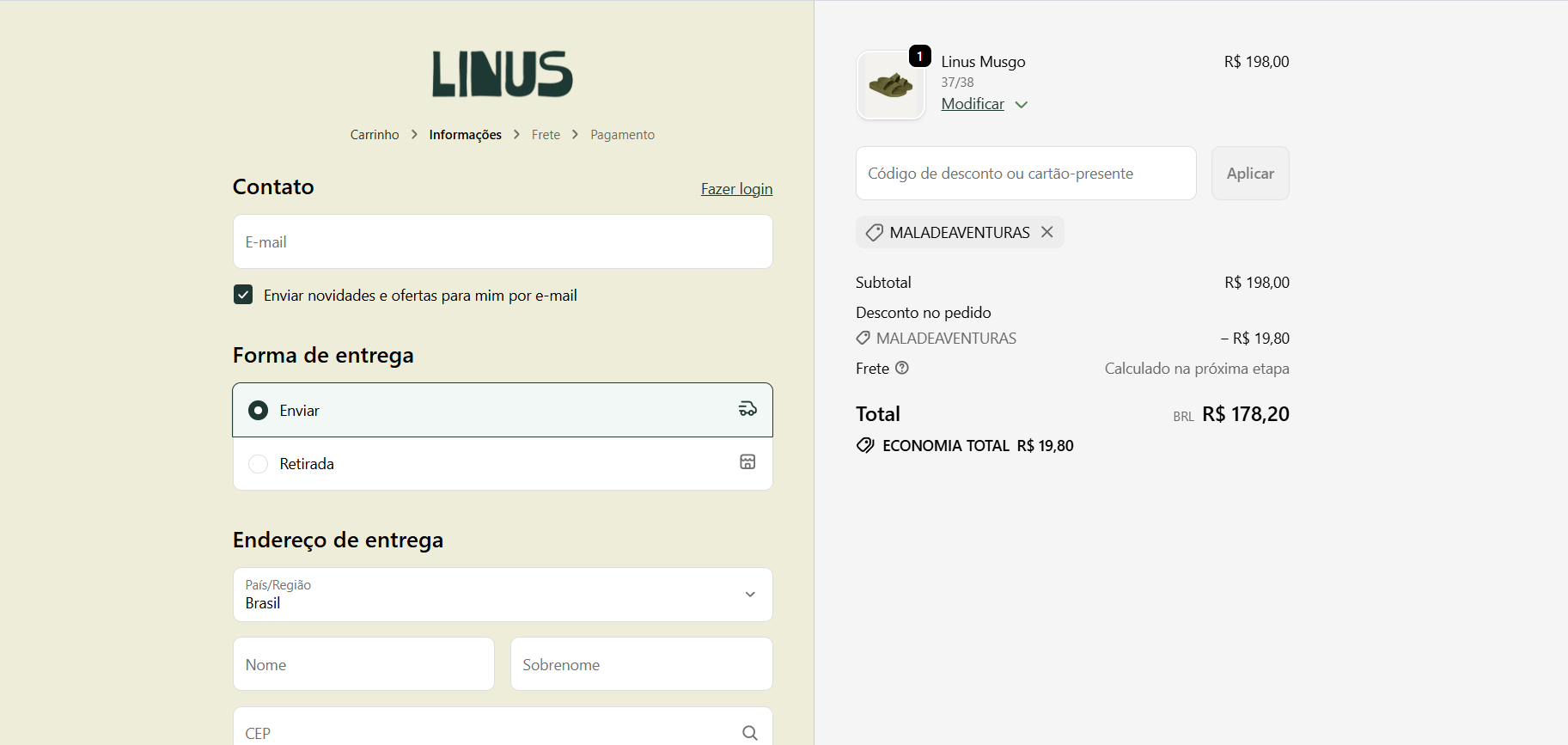 sandália linus com desconto